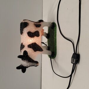 Popcorn Milk Cow Nightlight Table Lamp Vintage Black White Holstein